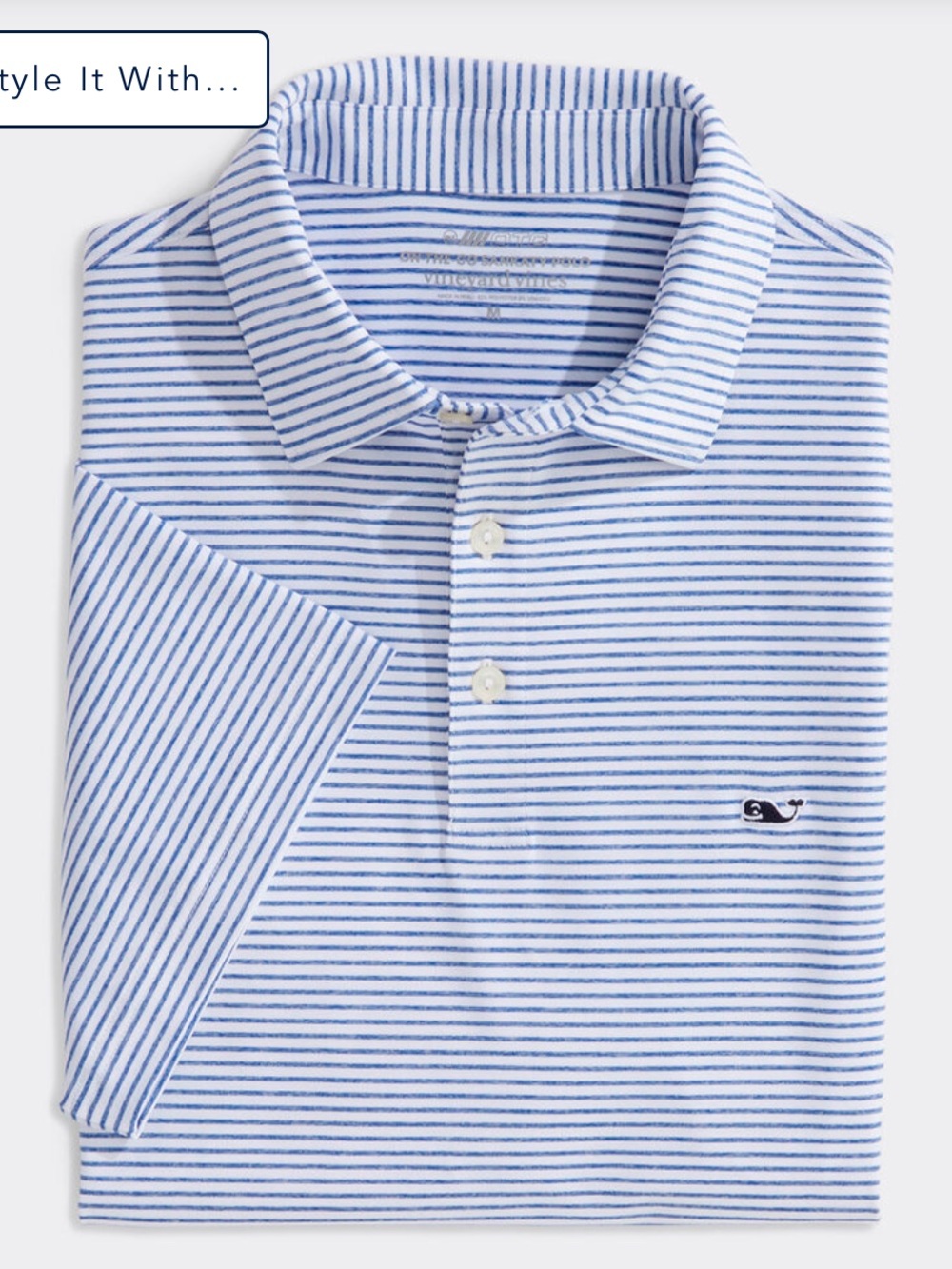 Vineyard Vines Men's Light Blue & White Striped Polo